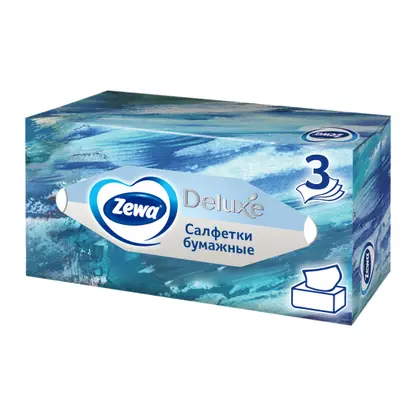 Изображение товара Салфетки бумажные Zewa Deluxe Design 3 слоя 90шт в ассортименте