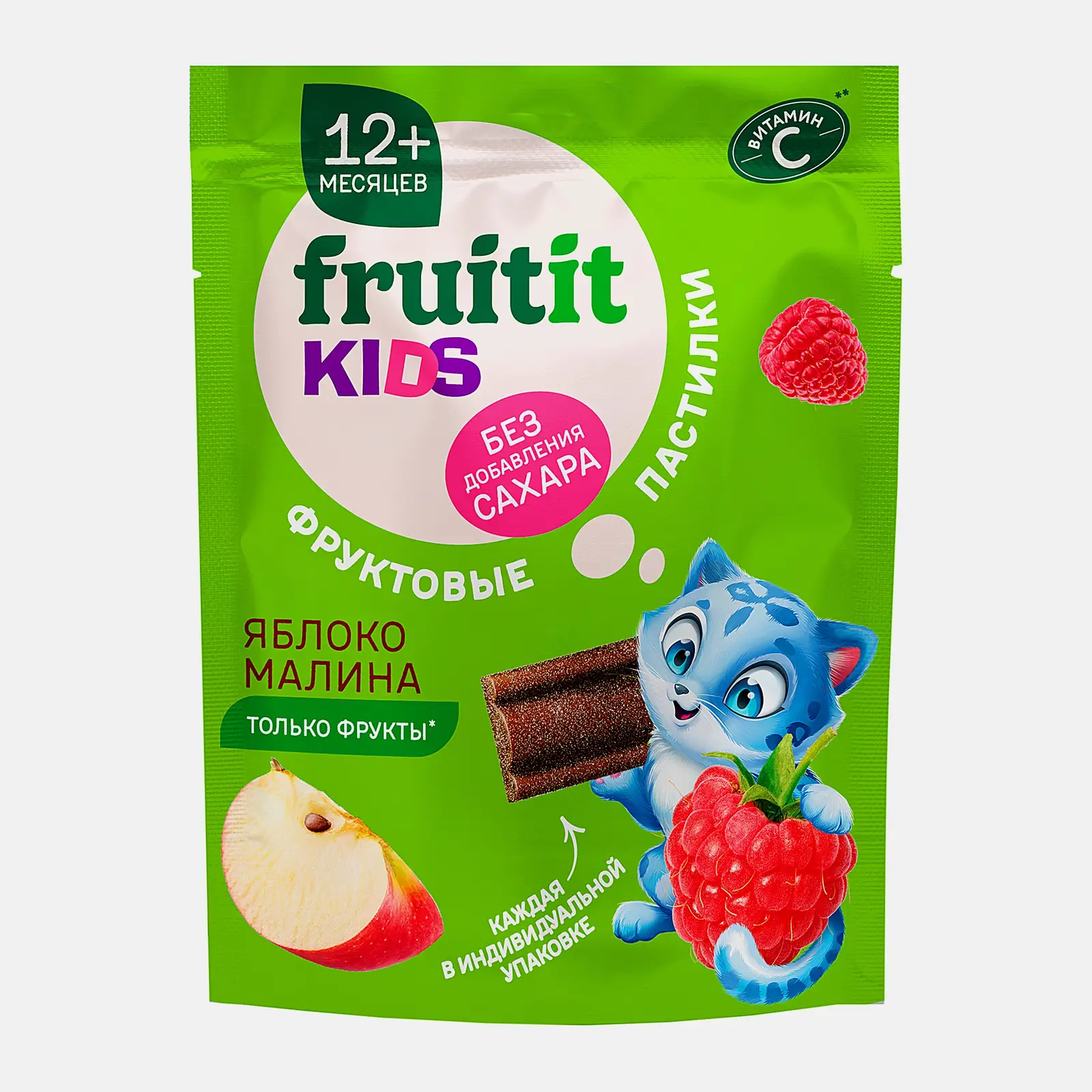 Изображение товара Пастилки Fruit it Kids со вкусом яблока и малины 55г натуральные детские