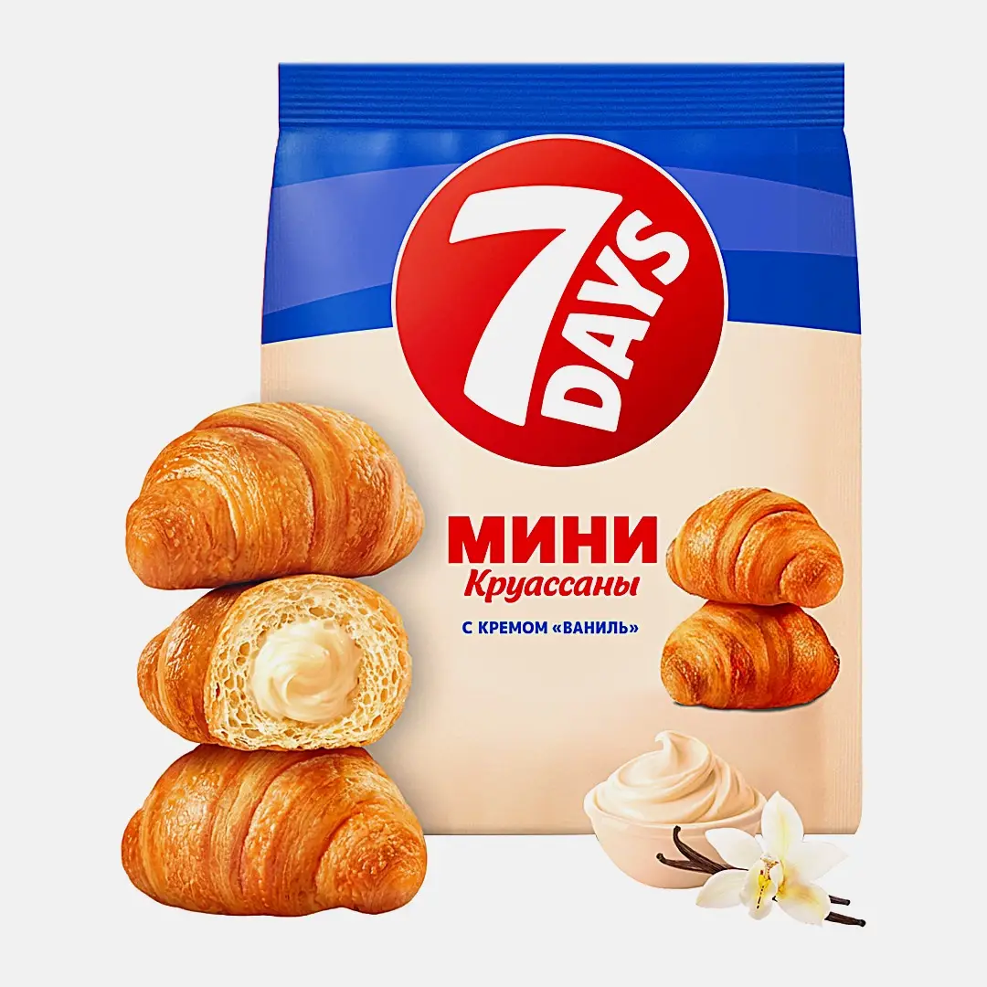 Мини-круассаны со вкусом ваниль 7 Days 123г