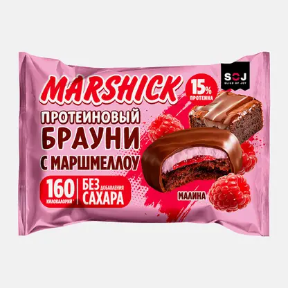 Протеиновый брауни с маршмеллоу малина без сахара Soj Marshick 53г
