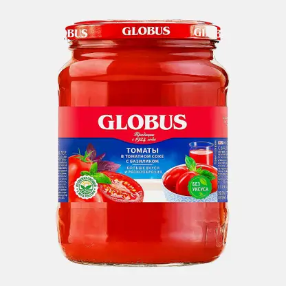 Томаты Globus в томатном соке с базиликом 720мл