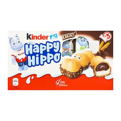 Изображение товара Печенье Kinder Happy Hippo Cacao 5 шт*20.7 г вкусное ореховое шоколадное печенье