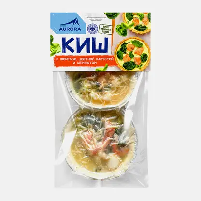 Мини-киш с форелью, цветной капустой и шпинатом Aurora 240г