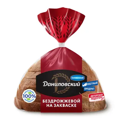Изображение товара Хлеб Даниловский бездрожжевой ржано-пшеничный нарезанный 350г