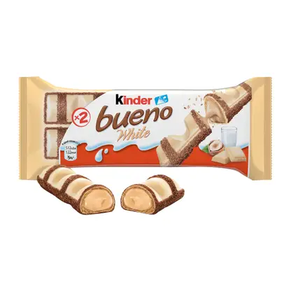 Изображение товара Вафли Bueno White с белым шоколадом и молочно-ореховой начинкой Kinder 39г