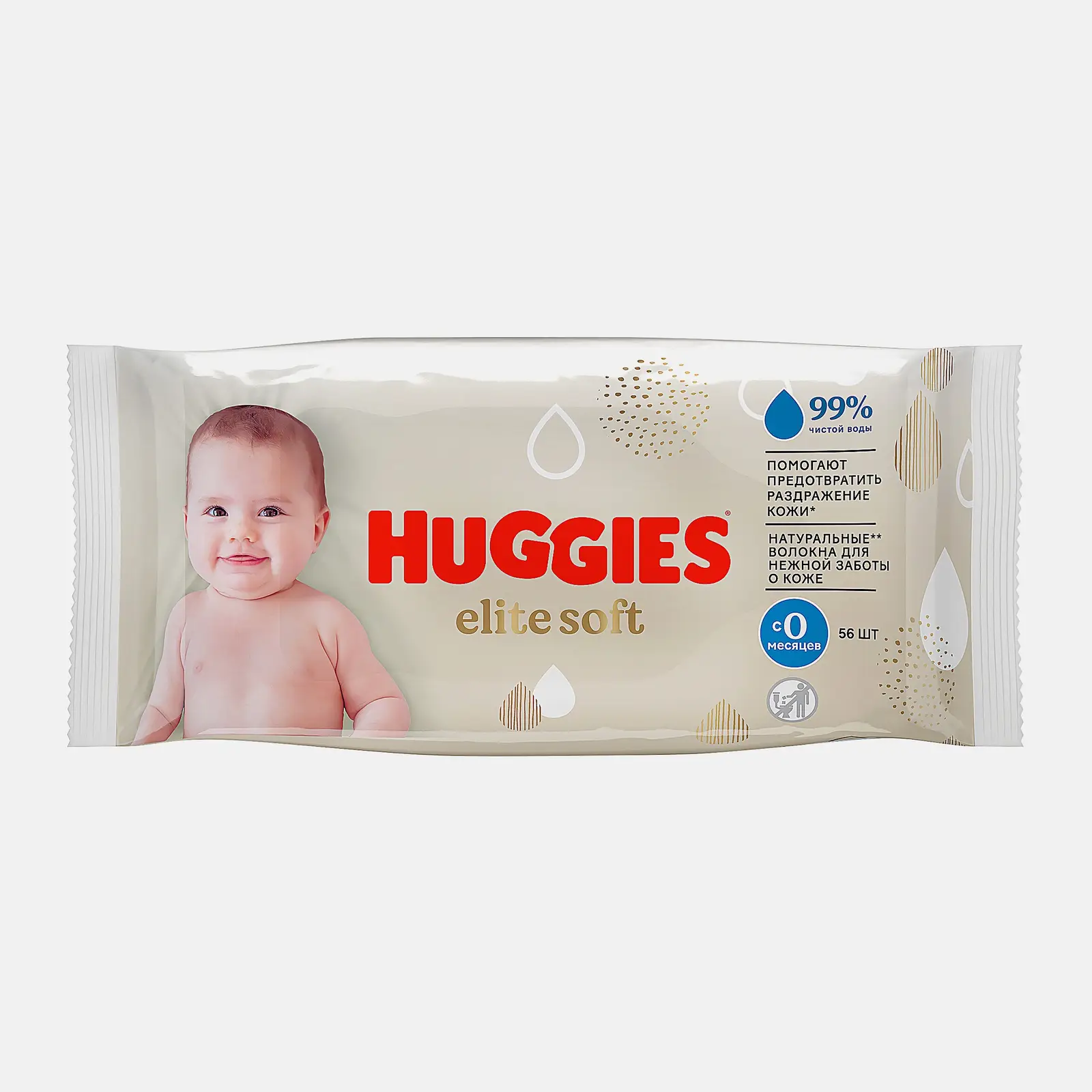 Салфетки влажные Huggies Elite Soft детские 56шт