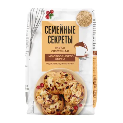 Изображение товара Мука овсяная Семейные секреты 500 г - натуральный продукт для выпечки и здорового питания