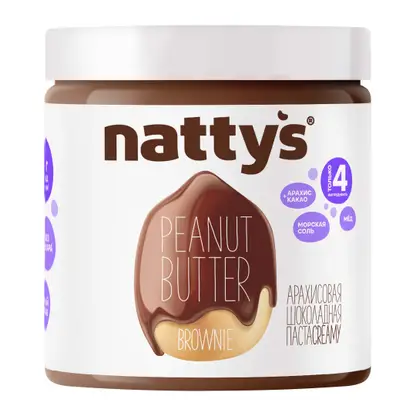 Изображение товара Паста арахисовая с какао и мёдом Nattys Brownie 200г