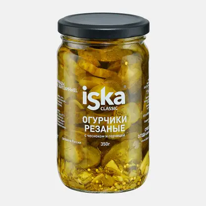 Огурцы резаные с чесноком и горчицей Iska 350г