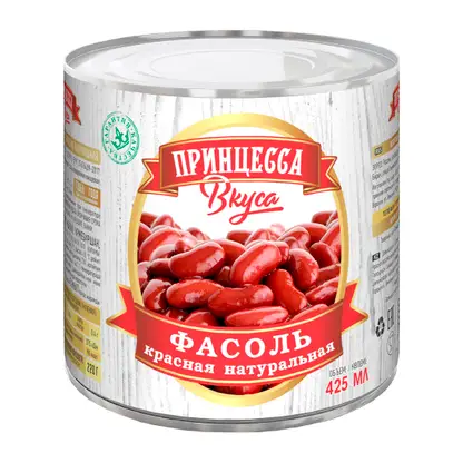 Изображение товара Фасоль красная натуральная в собственном соку 425мл Принцесса Вкуса