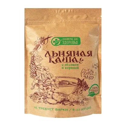 Изображение товара Каша льняная Лакомства для здоровья с яблоком и корицей 400г