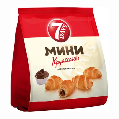 Изображение товара Мини-круассаны с кремом какао 7Days - упаковка 105г