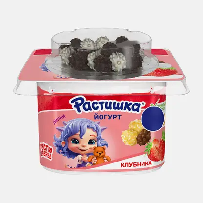 Йогурт Растишка Клубника со злаковым драже в шоколаде 3% 115г