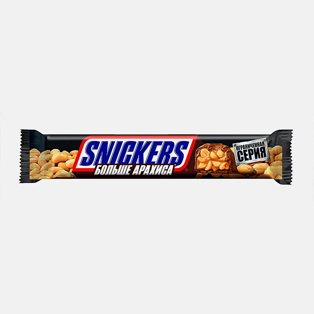 Шоколадный батончик Больше арахиса Snickers 87г