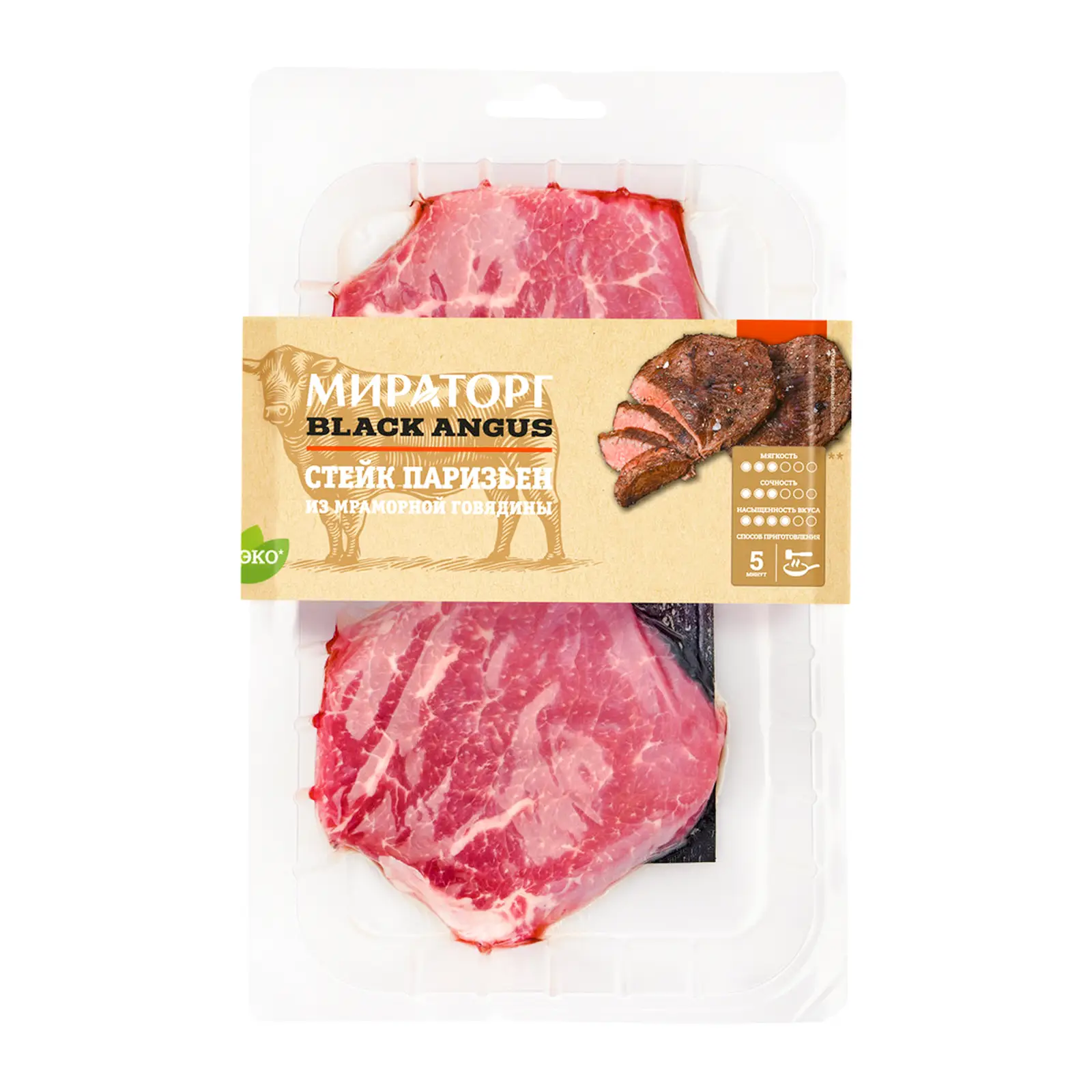 Изображение товара Стейк Мираторг Black Angus Паризьен из говядины 290 г