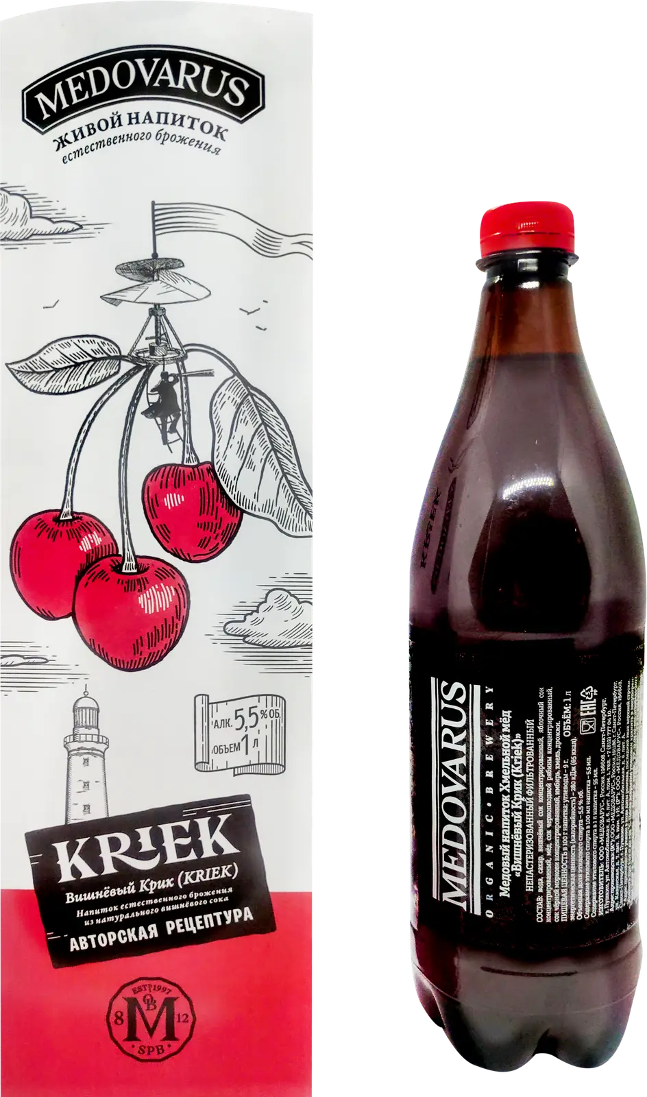 Напиток медовый Medovarius Kriek Вишня 5.5% 1л — в каталоге на сайте сети  Магнит | Краснодар