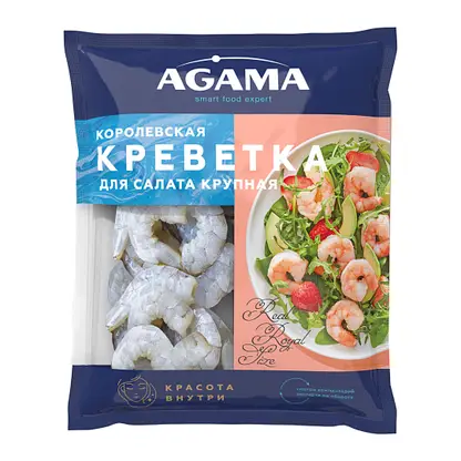 Изображение товара Креветка Agama королевская очищенная Для салата крупная свежемороженая 300г