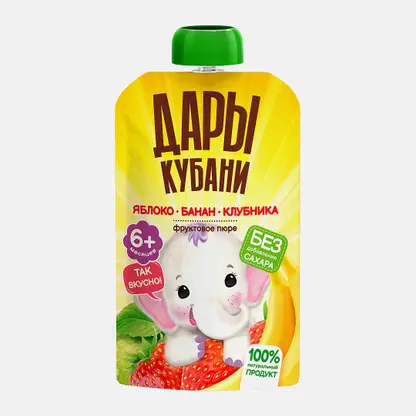 Пюре Дары Кубани Яблоко банан клубника 90г