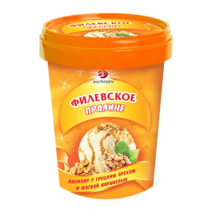 Изображение товара Мороженое Филевское Пломбир Пралине с грецким орехом 550г натуральное