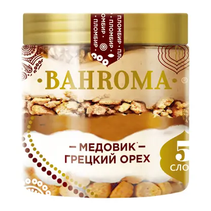 Изображение товара Мороженое Медовик пломбир с грецким орехом Bahroma 12% 320г