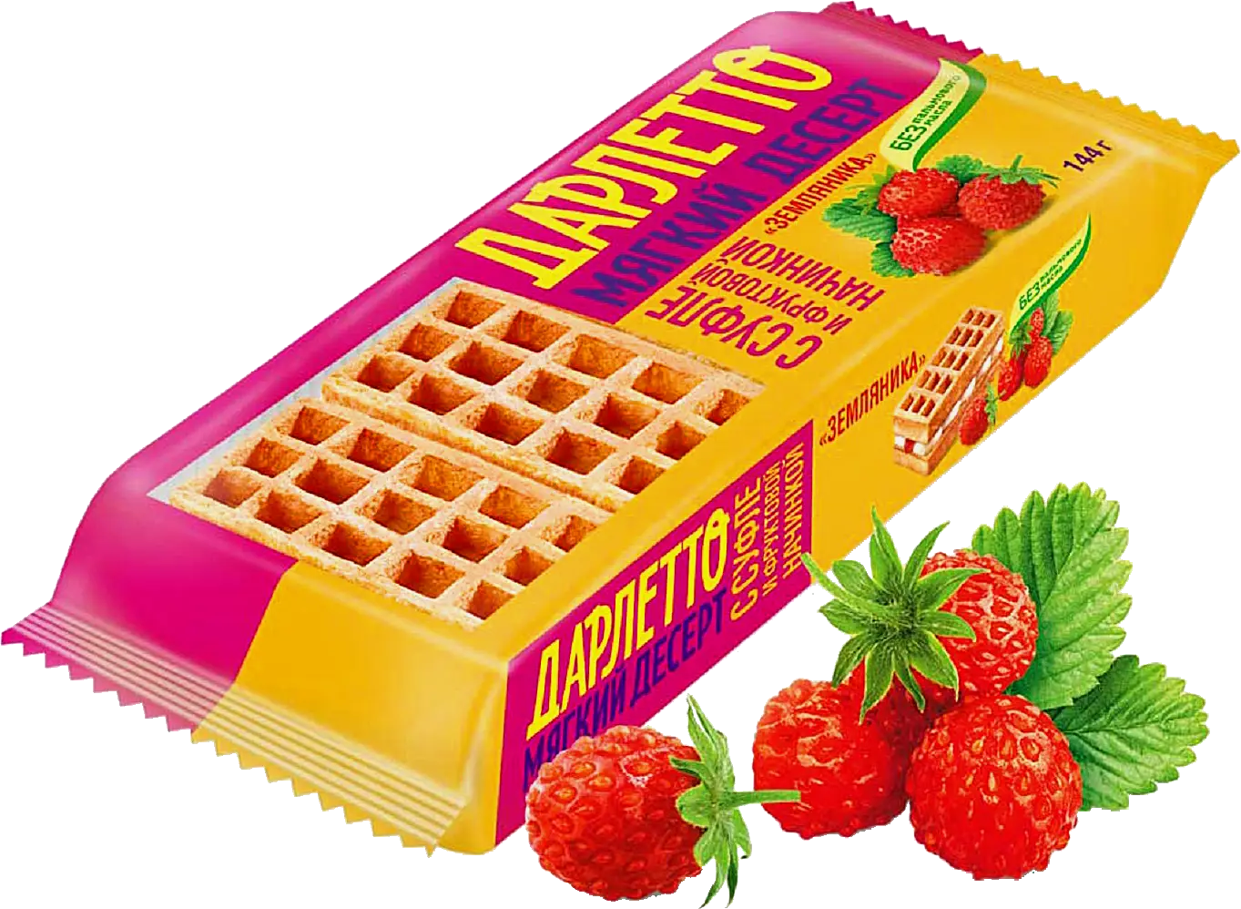 Изображение товара Десерт Мягкий вафли с суфле и начинкой земляника 144г Дарлетто