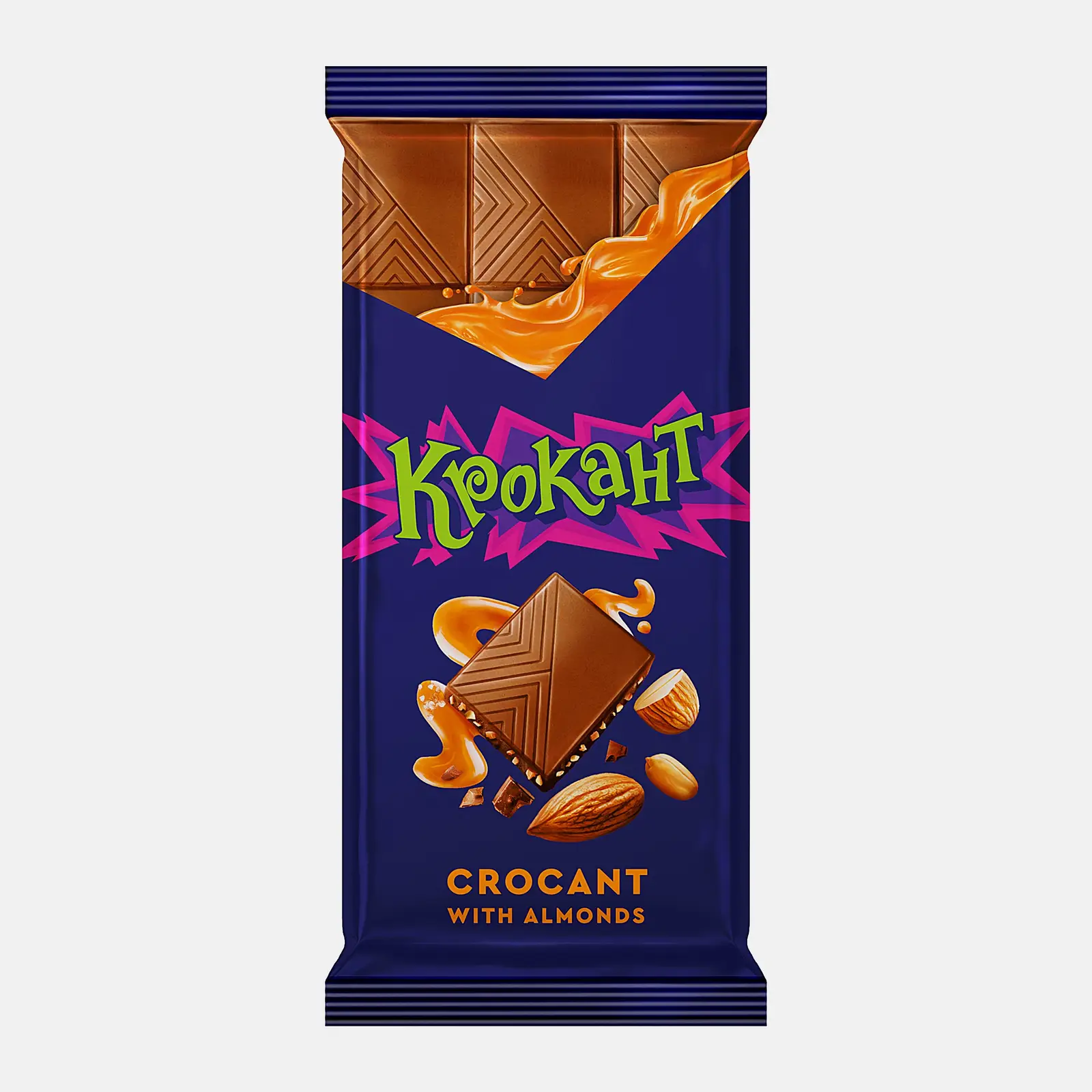 Молочный шоколад с миндалем и соленой карамелью Крокант 90г