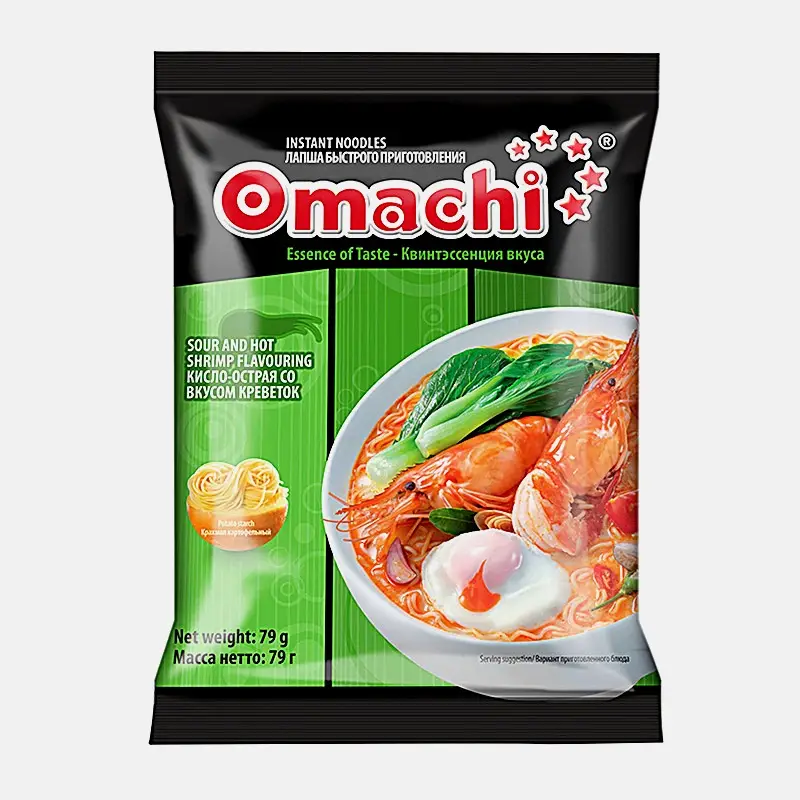 Лапша быстрого приготовления со вкусом кисло-острой креветки Omachi 79г