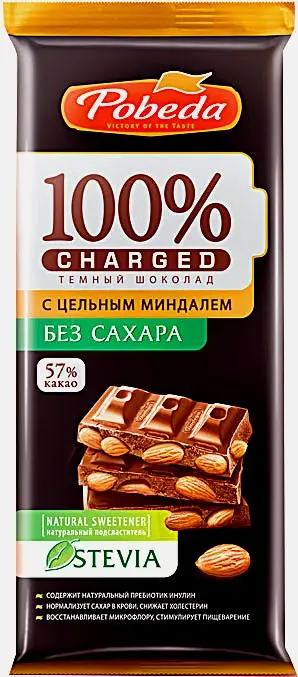 Шоколад Charged темный с миндалем Победа Вкуса 90г