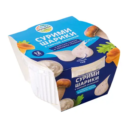 Изображение товара Мягкий сурими сыр с лесными грибами Меридиан 100г - вкусное морепродуктовое блюдо