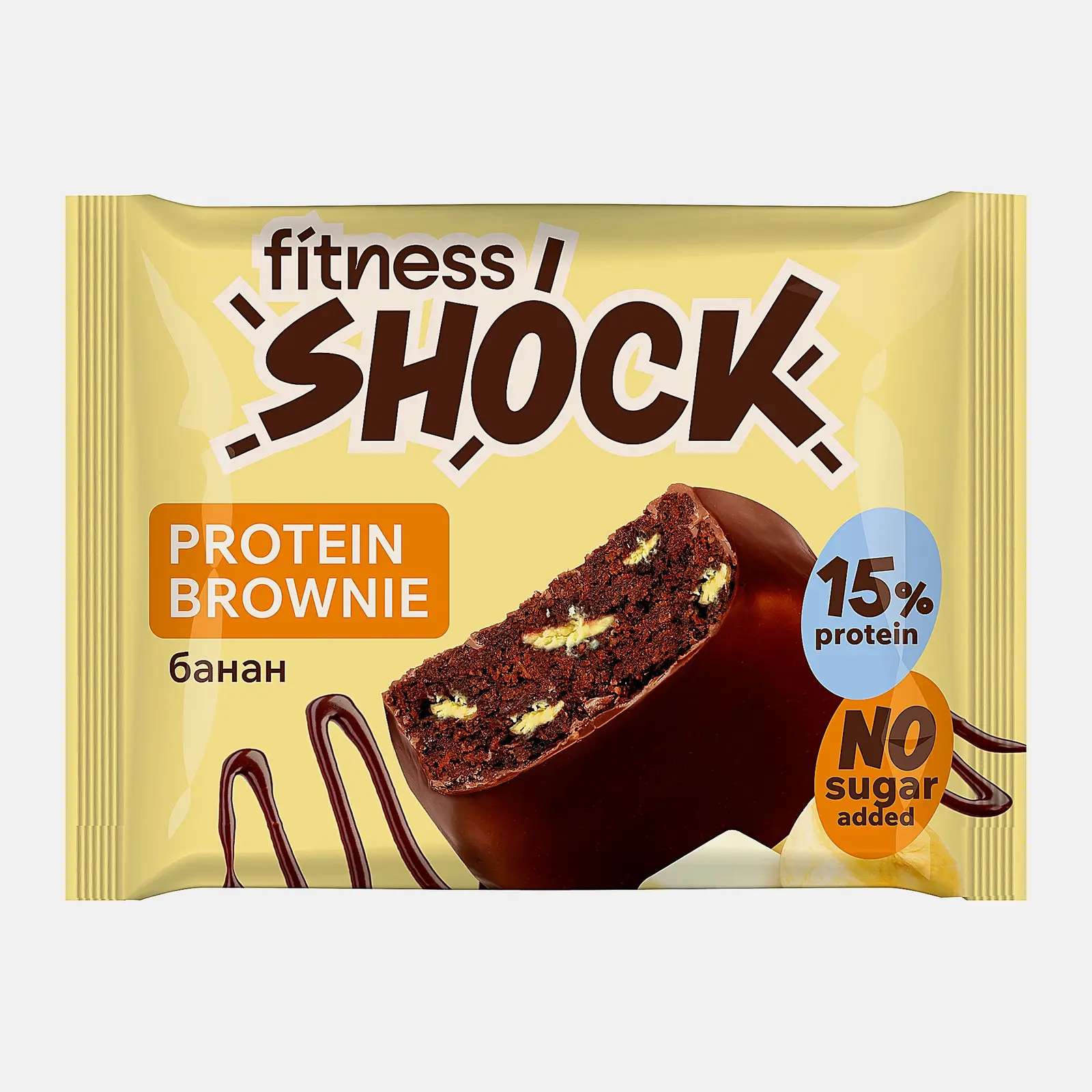 Пирожное протеиновое Брауни банановый глазированное Fitnesshock 50г