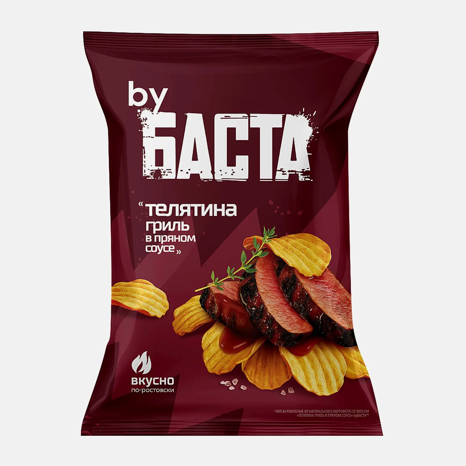 Чипсы рифлёные телятина гриль и пряный соус By Баста 120г Чипсы рифлёные телятина гриль и пряный соус By Баста 120г