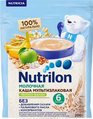 Каша молочная Nutrilon Мультизлаковая Яблоко-Банан 200г