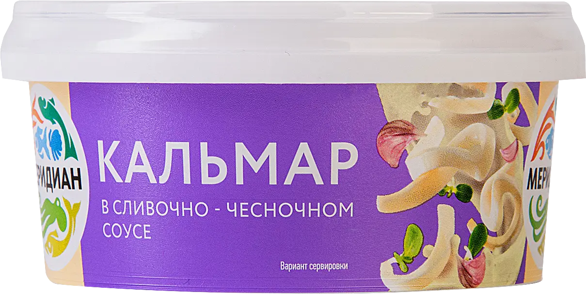 Кальмар Меридиан соломка в сливочно-чесночном соусе 180г