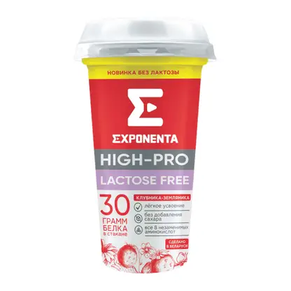 Изображение товара Напиток кисломолочный безлактозный Клубника-земляника Exponenta High-Pro 250г