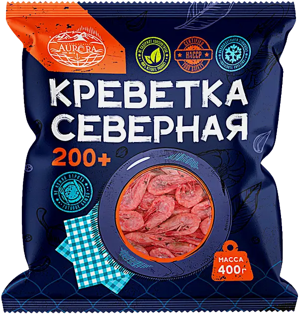 Изображение товара Креветки Aurora северные 200+ 400г варено-мороженый деликатес