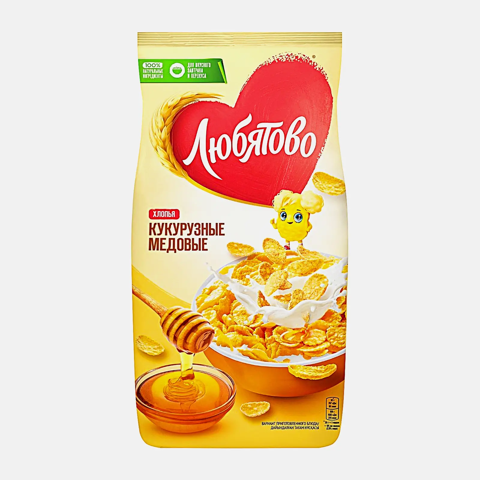 Изображение товара Хлопья кукурузные медовые Любятово 250 г вкусный и полезный завтрак