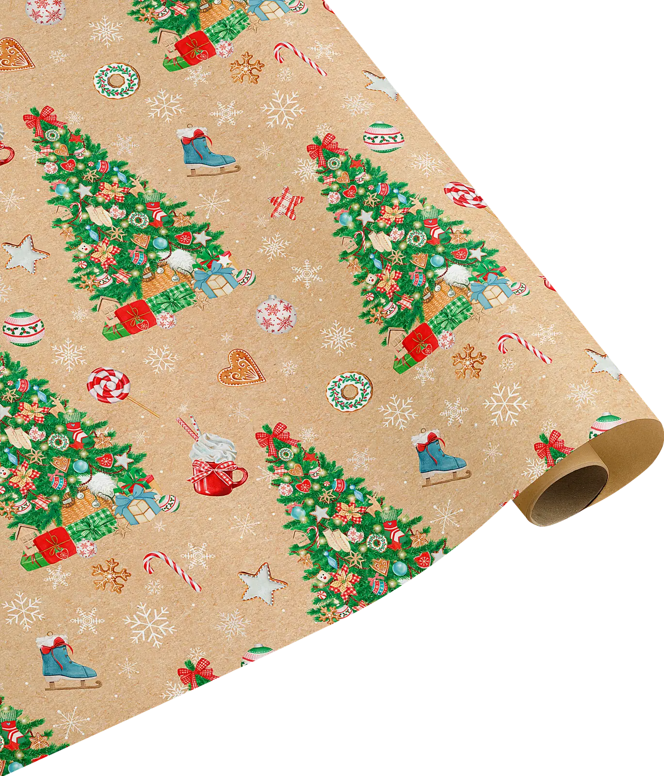 Упаковочная бумага Пакетико новогодняя в стиле крафт 70*100см