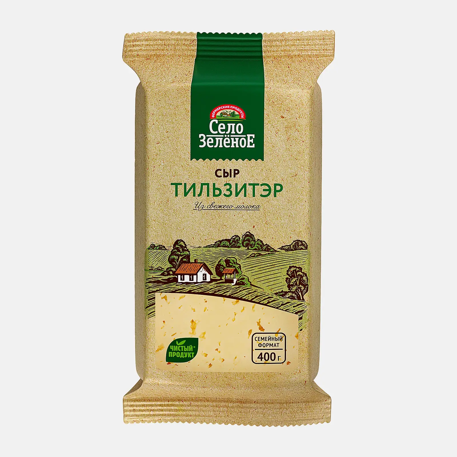 Изображение товара Сыр Тильзитер 50% 400г Село Зеленое пастеризованный мягкий