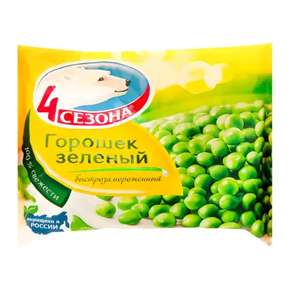Изображение товара Горошек 4 Сезона зеленый быстрозамороженный 400г