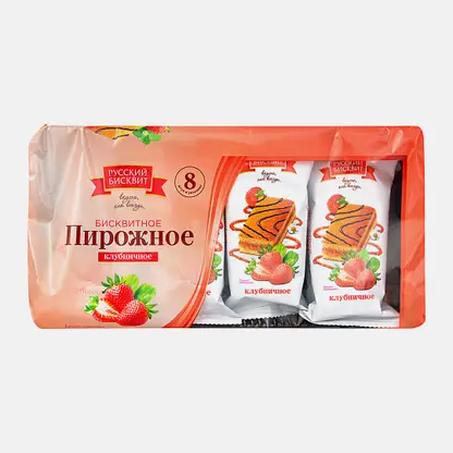 Пирожное Русский бисквит Клубничное бисквитное 240г