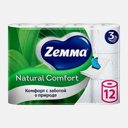 Туалетная бумага Natural Comfort Zemma 12 рулонов 3 слоя