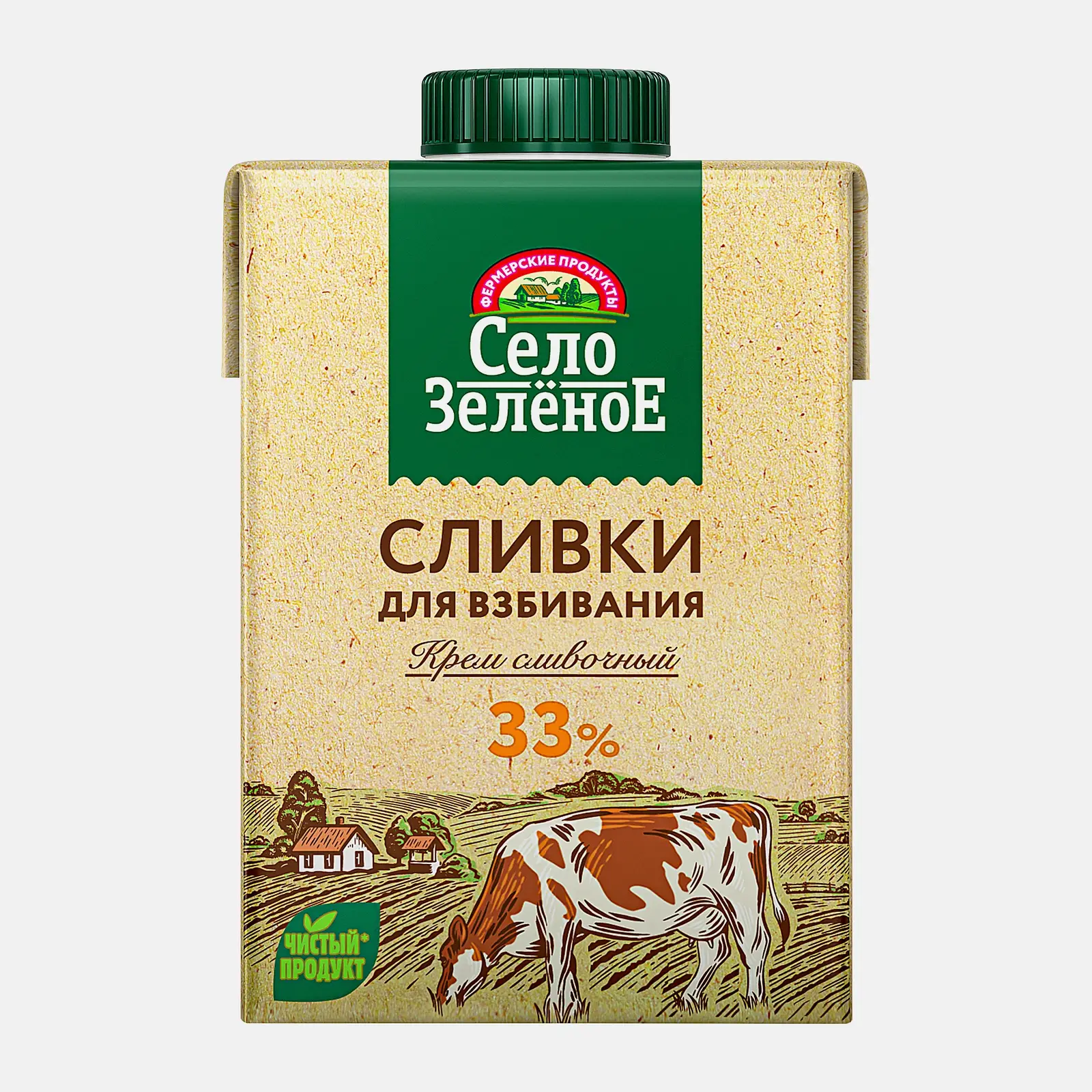 Изображение товара Сливки Село Зеленое для взбивания ультрапастеризованные 33% 500мл