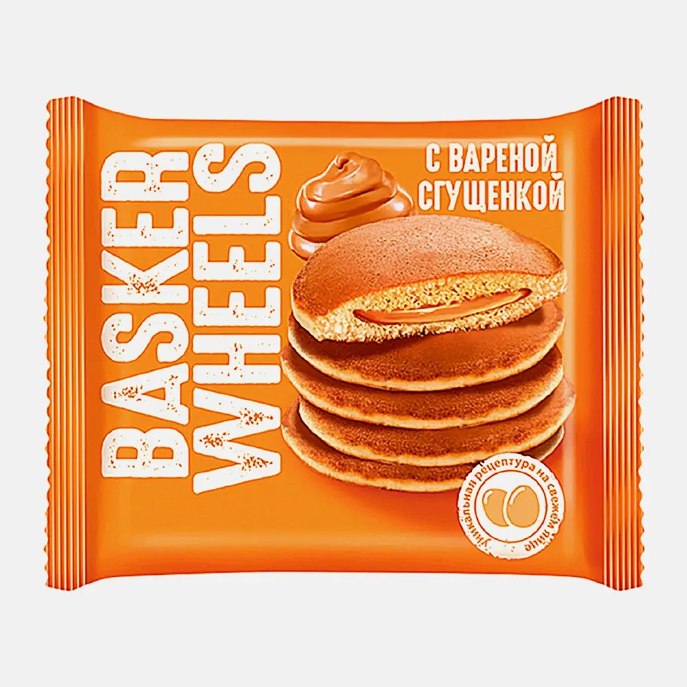 Изображение товара Пирожное с вареной сгущенкой Basker-Wheels Pancake 36г Изображение товара Пирожное с вареной сгущенкой Basker-Wheels Pancake 36г
