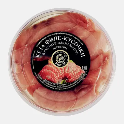 Кета филе-кусочки в растительном масле Золотая Fishka Акватории 180г