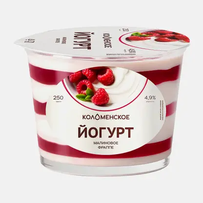 Йогурт малиновое фраппе Коломенское 4.9% 250г