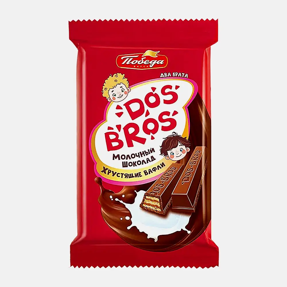 Молочный шоколад с хрустящей вафлей с молочной начинкой Dos Bros 37г