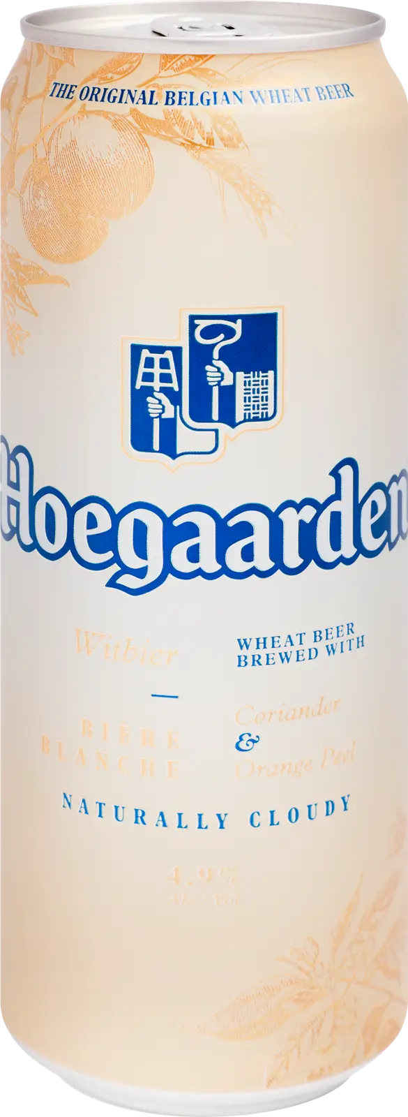 Изображение товара Пивной напиток Hoegaarden белый светлый нефильтрованный пастеризованный 4.9% 450мл