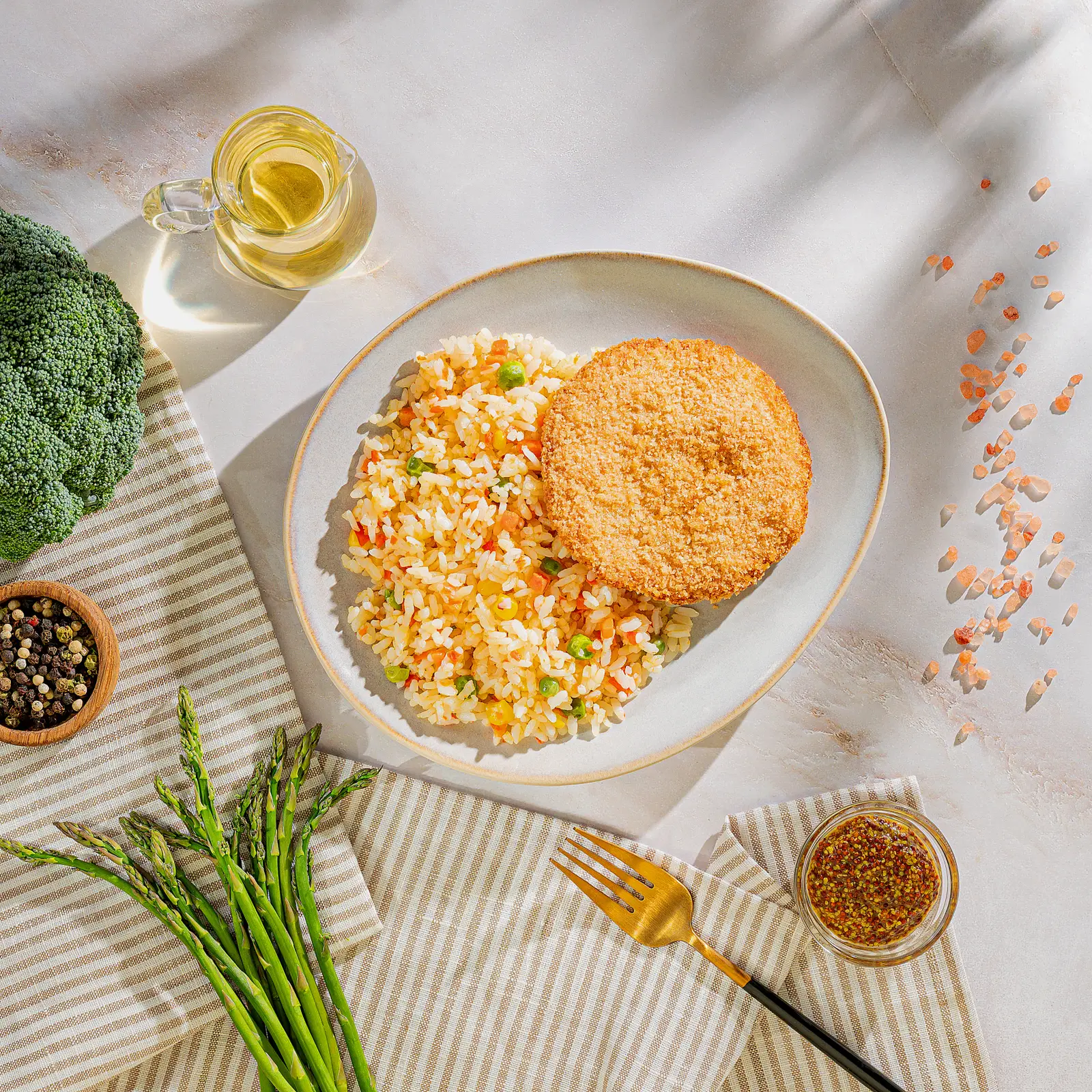 Изображение товара Шницель куриный с рисом и овощами М Кухня 225г