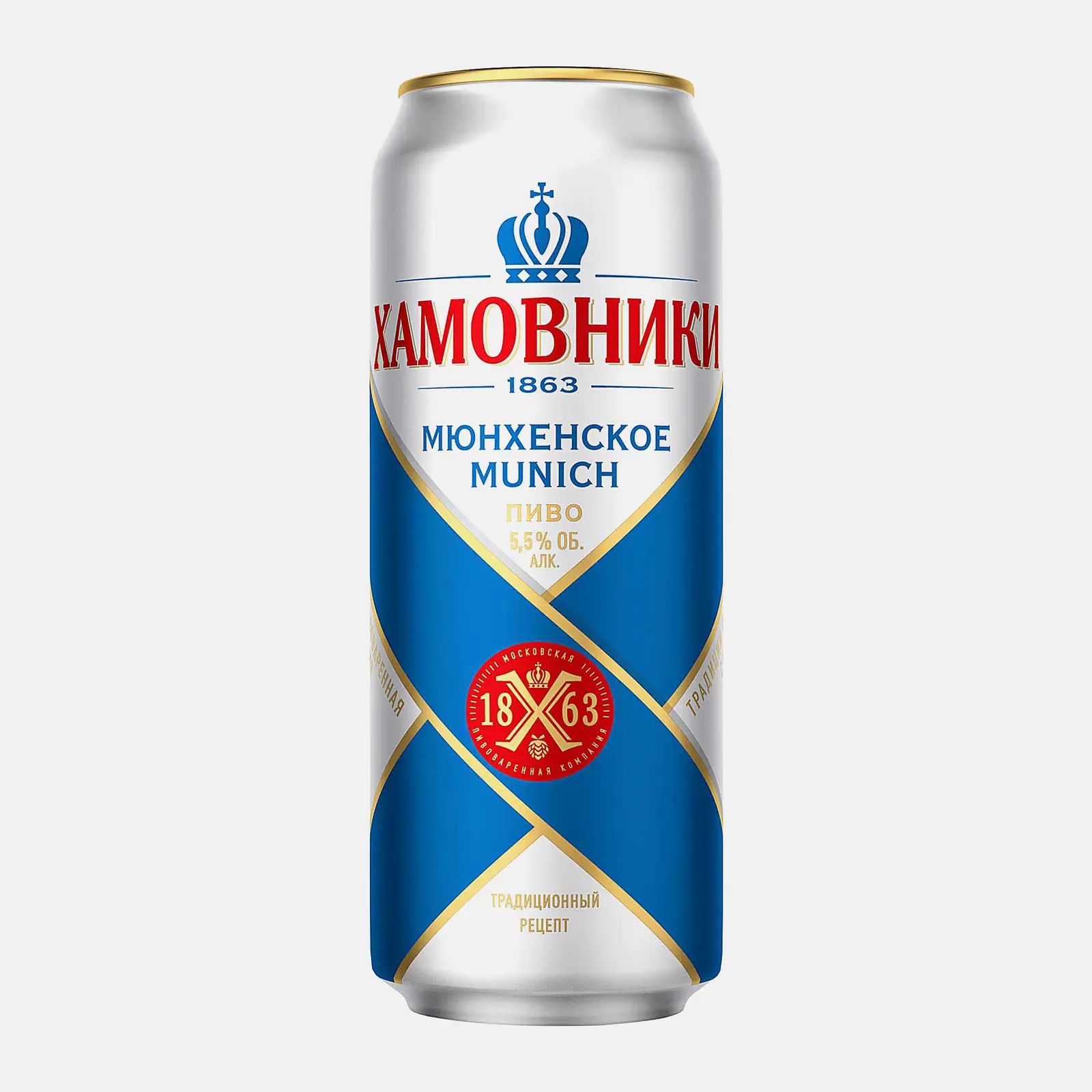 Пиво Хамовники Мюнхенское светлое фильтрованное пастеризованное 5.5% 450мл