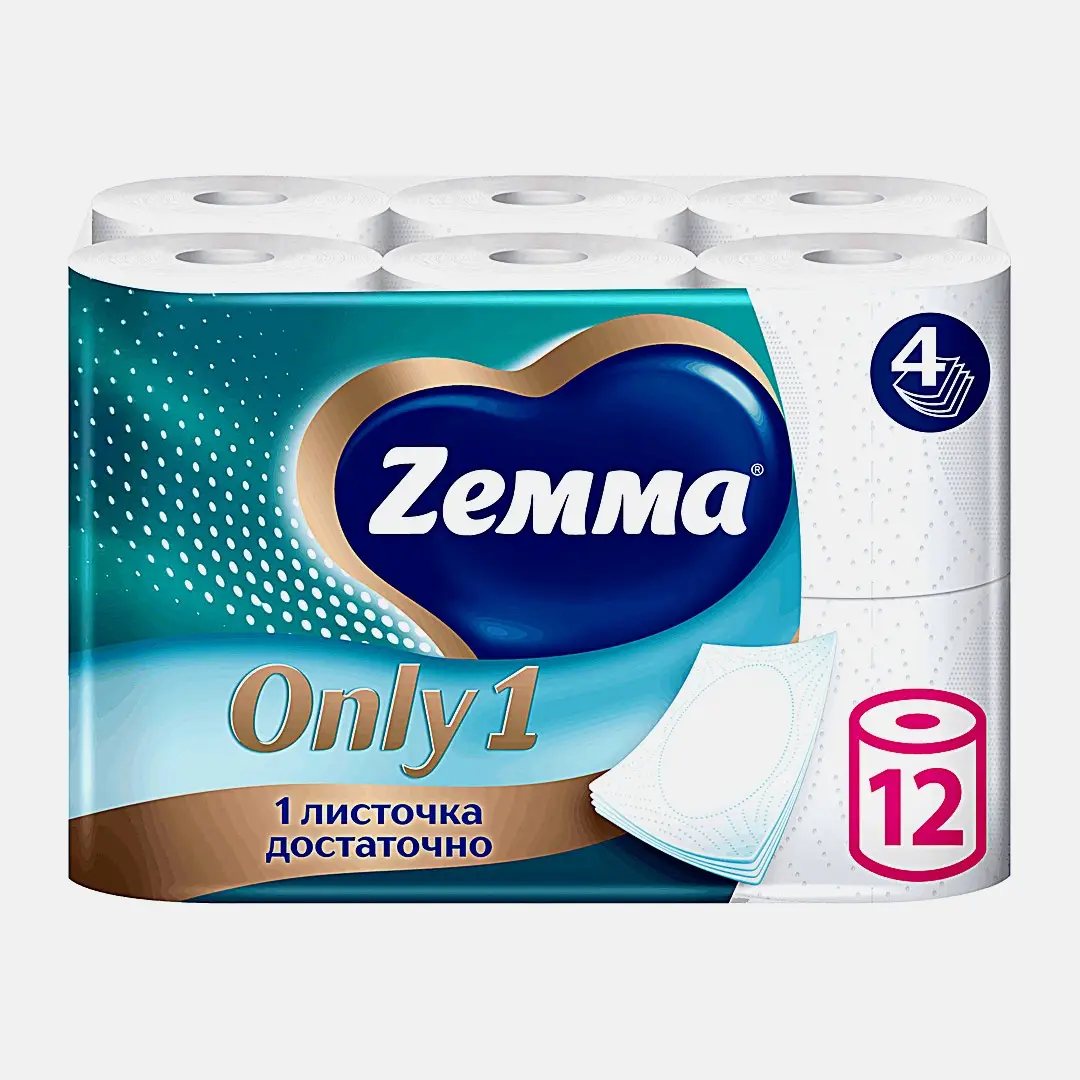 Туалетная бумага Zemma Only 1 12 рулонов 4 слоя